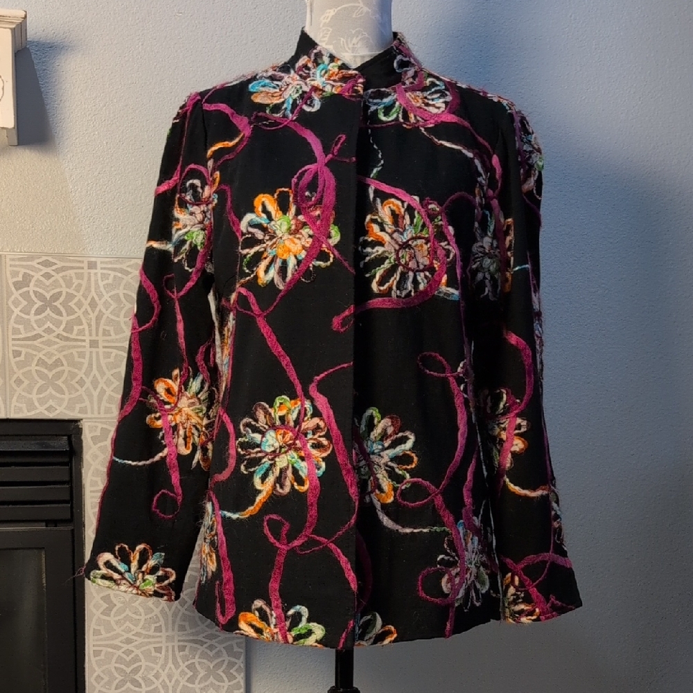 Vibrant Multicolor Embroidered Women's Blazer